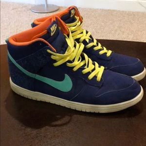 Nike Dunk Hi sz 13 Blue/Orange/Yellow
